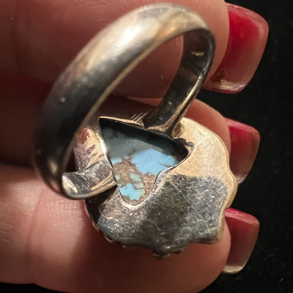 925 STERLING SILVER Heart-Shaped Turquoise Ring - Picture 3 of 6